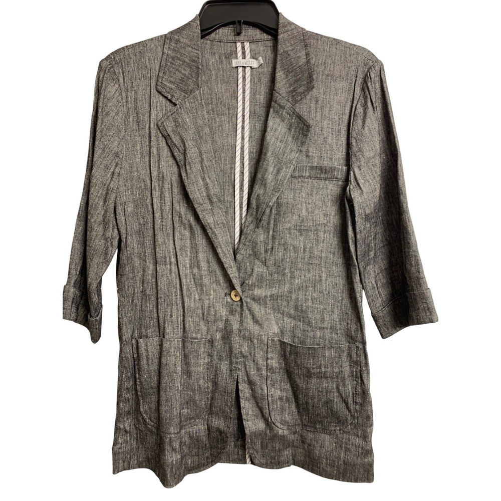 Lark & Wolff Urban Outfitters Grey Linen Blend 3/4 Sleeve Blazer‎ Jacket Medium